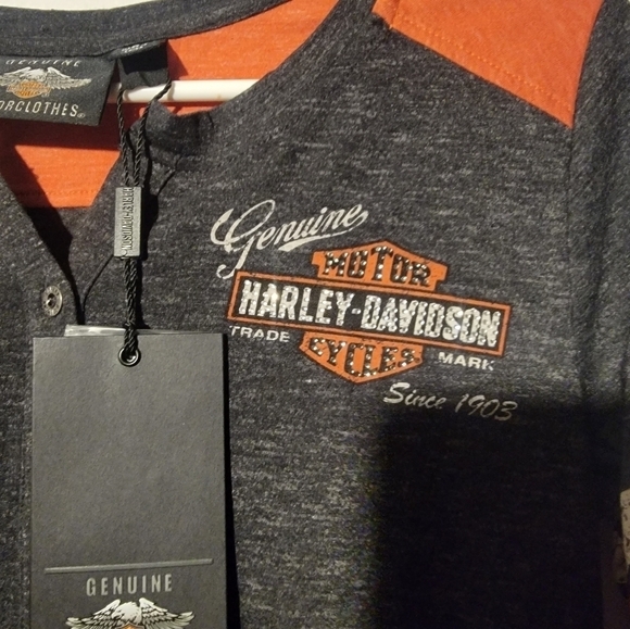 Harley Davidson Women's Genuine Oil Can Henley Women’s Size Petite-Small - Picture 6 of 8